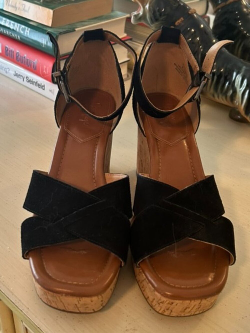 Crown Vintage Suede Cork Wedge Sandals